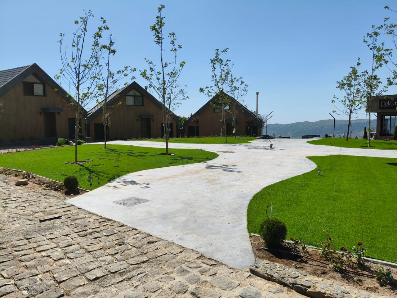 Artificial grass landscaping for a large outdoor area in Lebanon