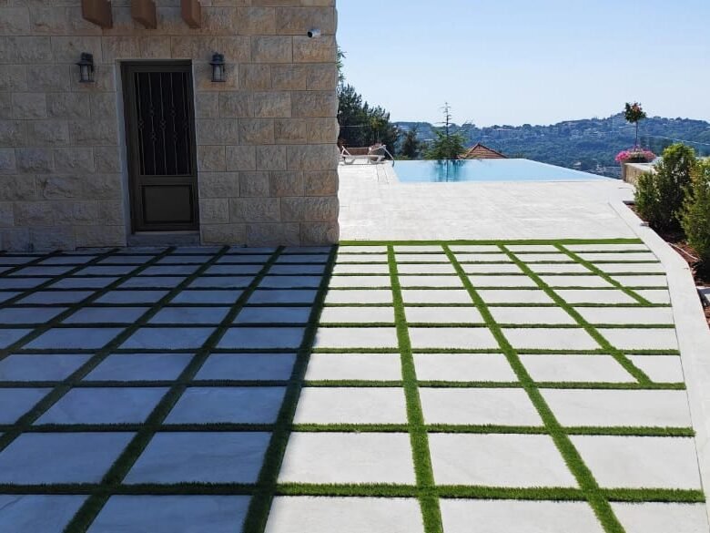 Artificial grass installation at a villa in Chouf, Lebanon