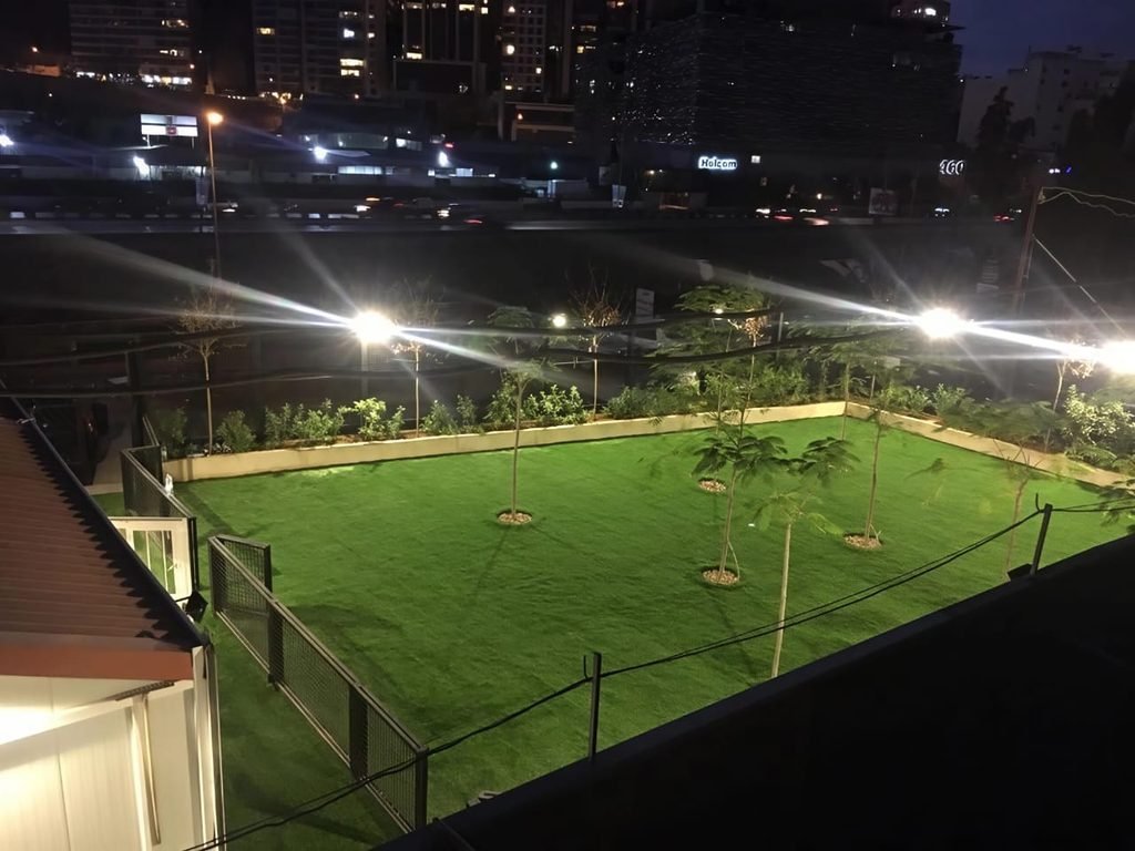 Artificial grass installation at a dog training school in Sin El Fil, Lebanon