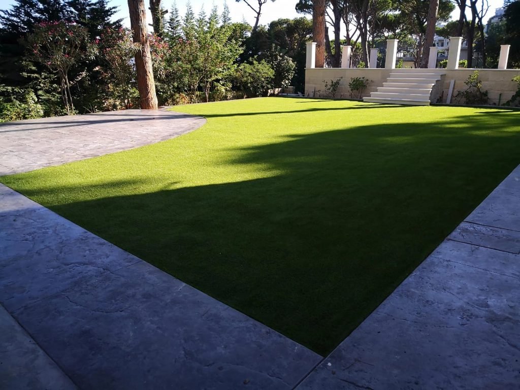 Artificial grass installation at a luxury villa in Ras El Matn, Lebanon