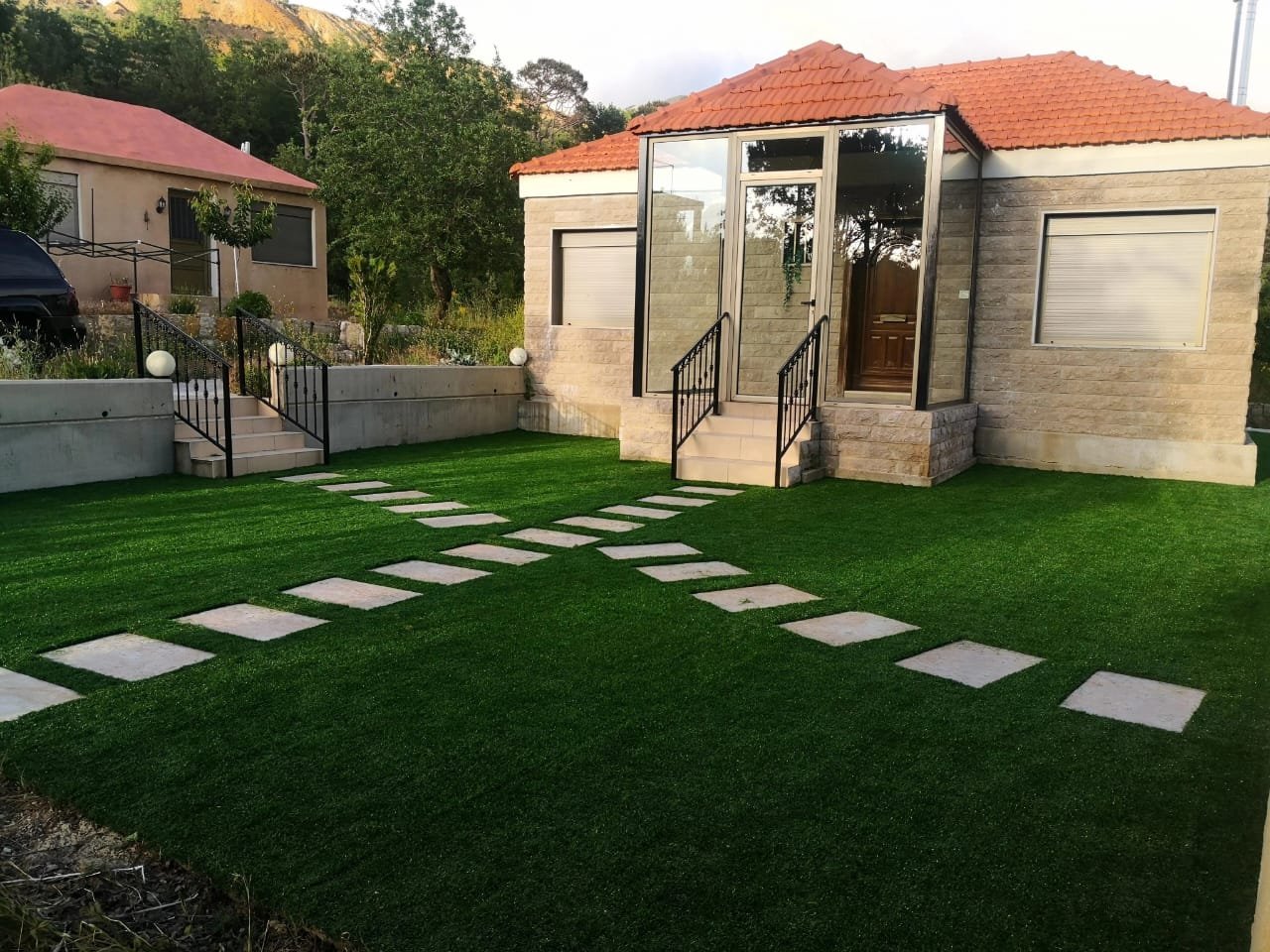 Artificial grass installation for a residential garden in Lebanon